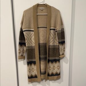 Knox Rose Tan and Brown Geometric Cardigan